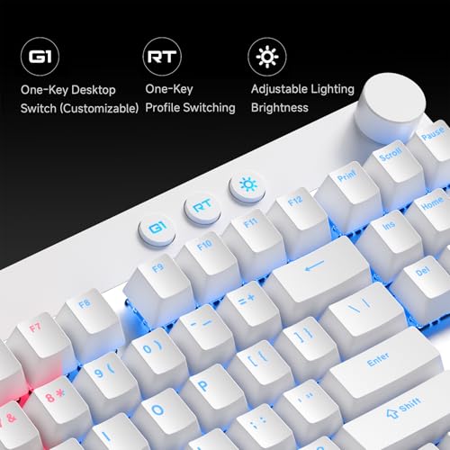 Image of MCHOSE Mix 87 TKL Wired Gaming Keyboard Magnetic Switch Hall Effect Keyboards Rapid Trigger SOCD 8K Polling Rate Volume Knob Adjustable Actuation Point RGB Lighting HotSwap White Apollo Switch