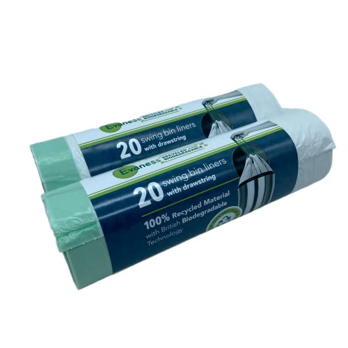 Evaness 100% material reciclado y bolsas de basura biodegradables con cordón 50L 60L - 40 bolsas