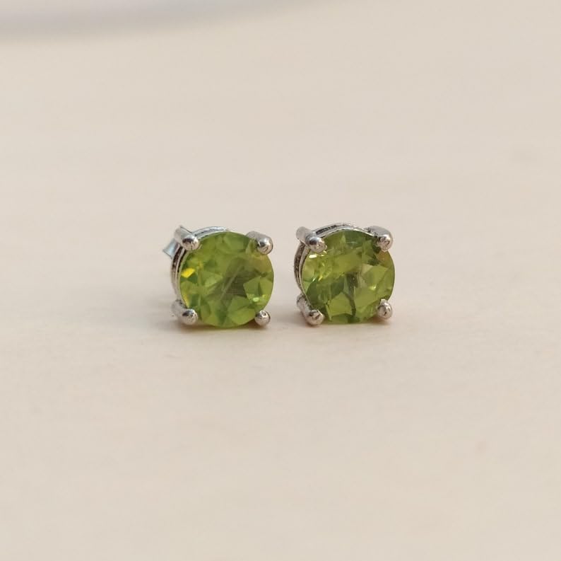 Boucles d'oreilles en péridot naturel argent 925 pour femme LKSTD_0166 - 4
