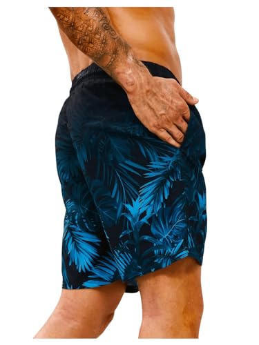 Floerns Men's Tropical Print Swim Trunks Tie Waist Quick Dry Board Shorts2