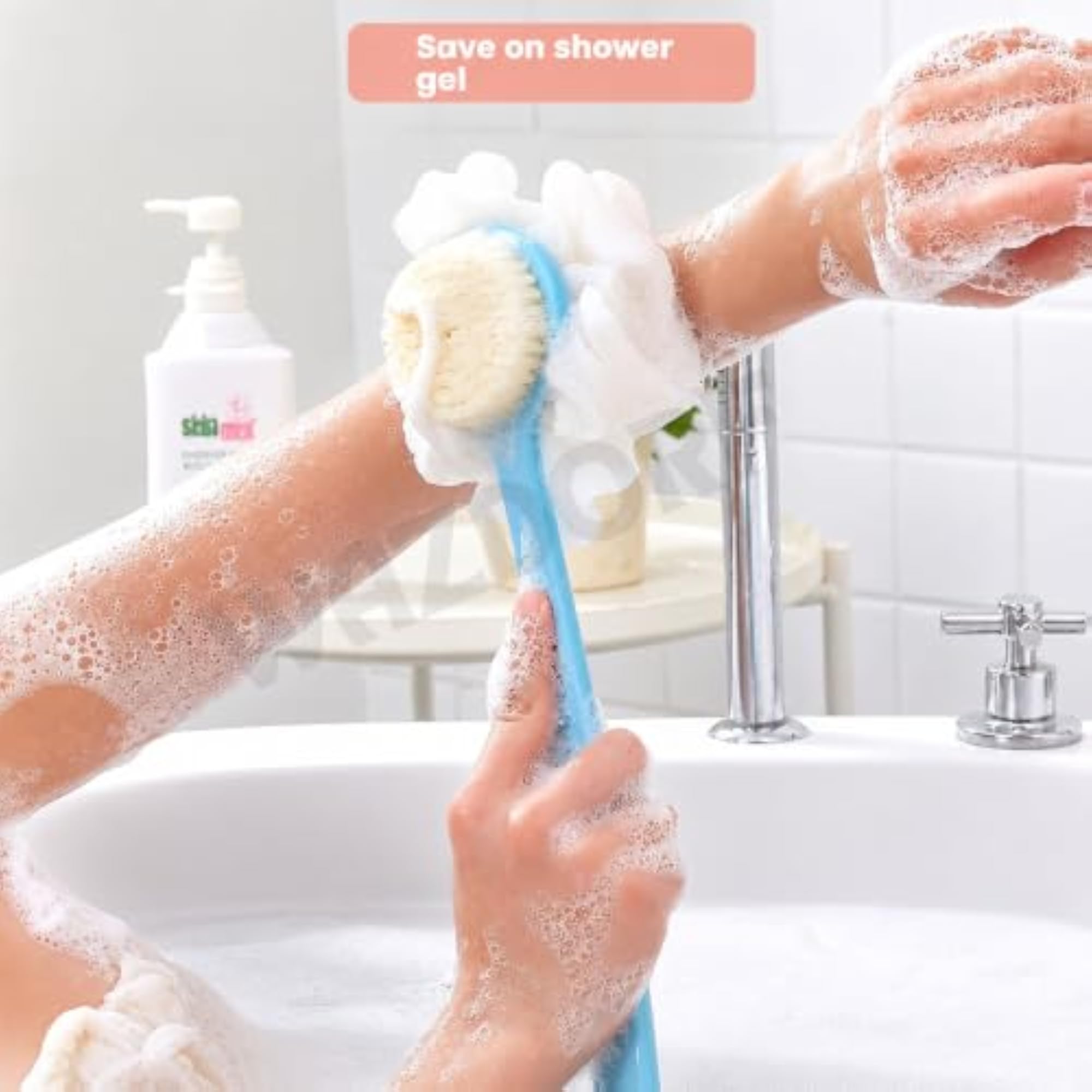 2-in-1 Body Bath Brush with Long Handle