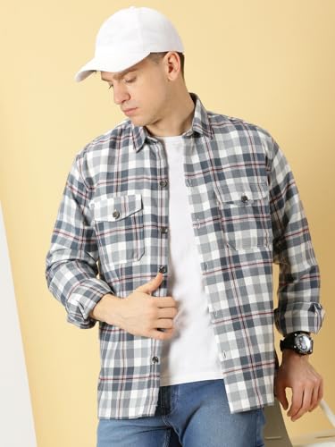 Image of Thomas Scott Men's | Checks | Full Sleeve | Regular Fit | 100% Cotton | Double Pocket | Spread Collar | Casual Shirt