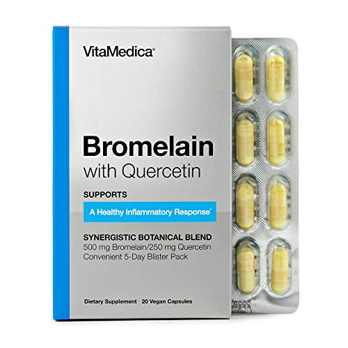 VitaMedica Bromelain with Quercetin Supplement- 500 mg (2,400 GDUs per Gram), Convenient 5-Day Blister Pack