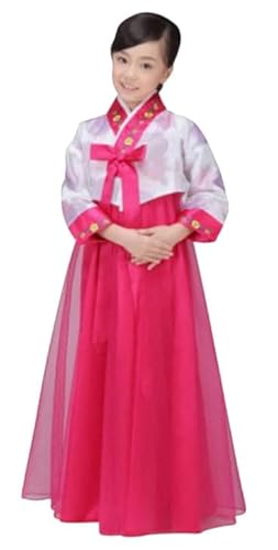 CBTRFASHION Korean Girls Kids Children Hanbok Costume Dress Outfit Set (Dark Pink, 10-12Years(150cm))