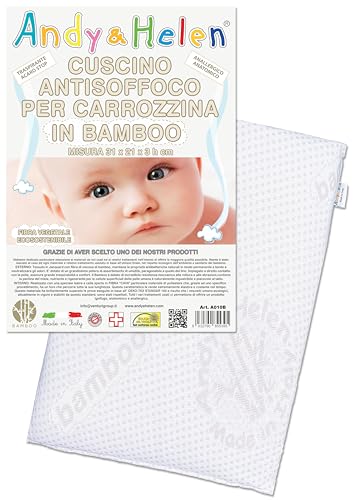 ANDY & HELEN Cuscino Culla/Carrozzina Antisoffoco con fodera in Bamboo A010, 31x21cm h3