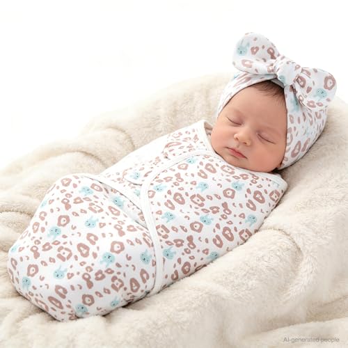 Image of Baby Swaddle Sleep Sack with Hat Set for 0-3 Months 3-Pack Soft Cotton Newborn Wearable Swaddle Wrap for Girls Boys (Purple Set)