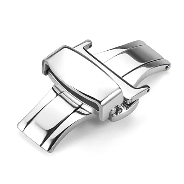 Image of Butterfly Lock Watch Strap Clasp, Stainless Steel, Silver, 18mm /20mm /22mm, Replacement Buckle for Watch Bands