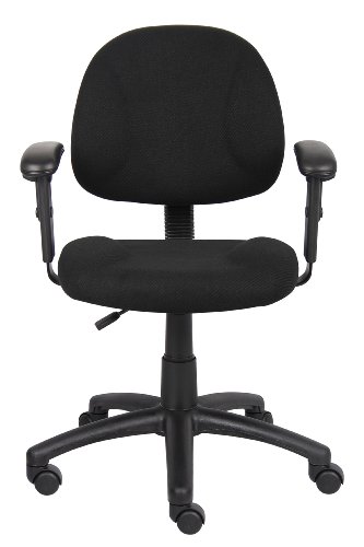 Boss Office Products Perfect Posture Delux Fabric Task Chair With Adjustable Arms In Black #TOP4