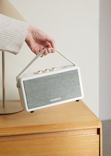 CREATE / Speaker Retro/Haut-Parleur Portable avec Bluetooth, USB et AUX Blanc cassé Petit/Design rétro, jusqu'à 5 Heures d'autonomie, Sangle de Transport, 40W – vue 5