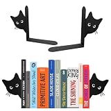 2 Pezzi Fermalibri in Metallo, Porta libri a Forma Di Gatto, Fermalibri Creativo in Metall...