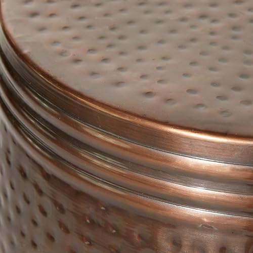 Image of Deco 79 Metal Handmade Side End Accent Table Drum Shaped End Table with Hammered Design, Side Table 14 inch x 14 inch x 19 inch, Brown