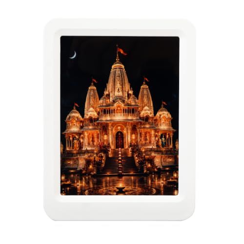 Image of Lexton 5 Inch Shri Ram Mandir Spiritual Plug-in LED Night Light | Blessings of Shri Ram | Decorative Light for Mandir, Pooja Room, Bedroom & Home Decor | Warm White