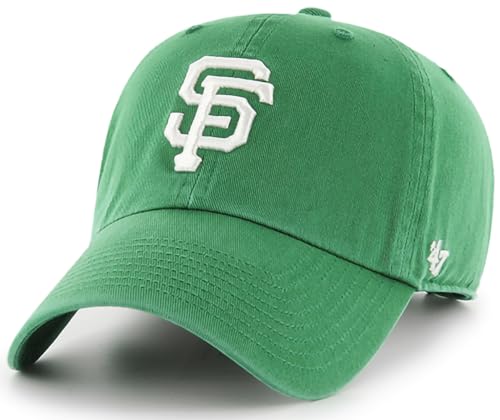 47 MLB Kelly Green Primary Logo Clean Up Adjustable Strap Hat Cap Adult One Size Fits All (San Francisco Giants)
