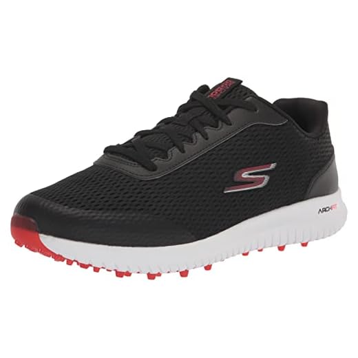 Skechers Men's Elite 5 Range Relaxed Fit Waterproof Spikeless Golf Shoe Trainers, black red, 42 EU Weit