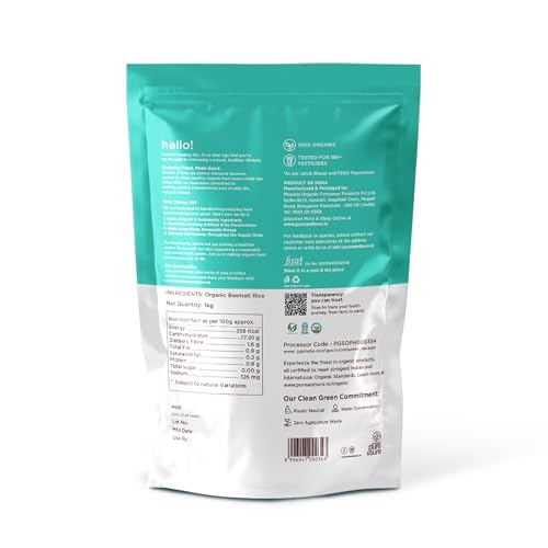 Image of Pure & Sure Organic Basmati Rice 1Kg | Everyday Use Long Grain Rice | Gluten Free | Naturally Aged, Rich in Taste & Aroma | No Chemicals & No Pesticides