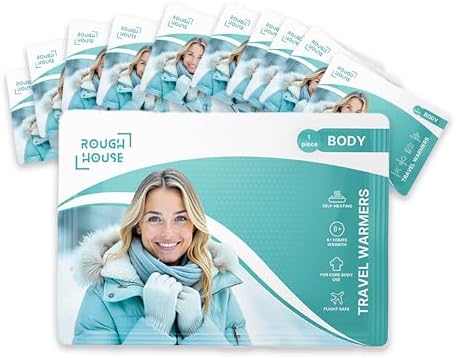 Roughhouse Body Warmers Pack of 10 | 8+ Hour Air-Activated Heat Packs | Pocket-Sized Warmth for Trekkers, Camping & Winter Travel | Reliable Powder Formula | No Goo, Safe & Natural