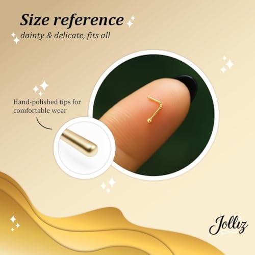 14K Gold Filled L Shaped Nostril Stud for Women Dainty 24G Micro Ball Design Comfortable Minimal Body Jewelry Lightweight Gold Filled Nose Accessory for Everyday Wear - 4