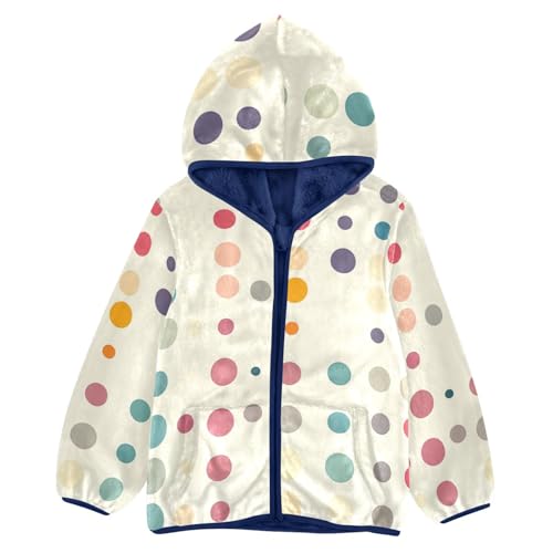Colored Dots Girls Fleece Jacket Girls Fall Jacket Girls Zip Up Hoodie Girls Sherpa Jacket 2-10T