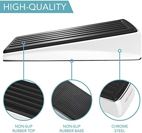 HEFTMAN Door Stops Rubber & Steel - 2pcs Wedge Door Stoppers for Floor Heavy Duty Door Wedge Rubber & Stainless Steel Base, Door Wedges Heavy Duty Built for Heavy Doors - Heavy Door Stop 2 Pack