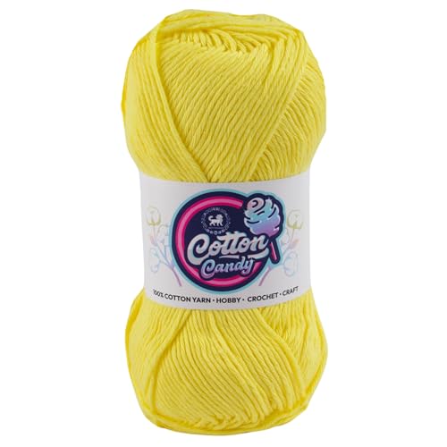 Image of NESTNHAVEN Cotton Candy 100% Cotton Yarn - (100g, 185 Meters) - Luxury Yarn for Crochet, Amigurumi, Embroidery, Toys, Garments, Flowers and Hobby, Projects. (Light Yellow) | (400 Gm)