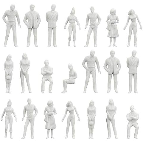 XAVSWRDE 100 PCS Model Train People Passengers 1:50 White Unpainted Architectural Tiny Mini People Figures Plastic O Scale Figures Sitting and Standing for Miniature Scenes Micro Landscape Doll House Cover