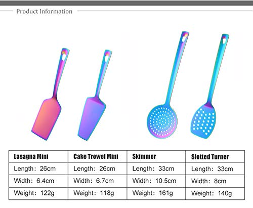 Rainbow Lasagna Server Stainless Steel Set of 2 Roasting Slice Metal Pizza Server Cake Server Length 26 cm Width 6.4 cm Lasagna Server - Image 3