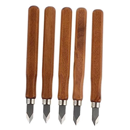 iplusmile 5 piezas Cuchillos Cuchillos de Tallar Madera con Mango de Madera Sellado de Ultra Duradero Diseño de Doble para Grabado y Marcado Preciso Carpintería para Principiantes como y