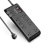 BESTEK 4,000 Joules Surge Protector with USB,6 Feet Extension Cord Power Strip with 8 AC Outlets 15A...