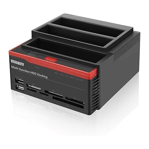 VSVABEFV IDE Hard Drive HDD Docking Station Hard Drive Dock Reader, 2.5" 3.5" External Hard Drive Enclosure, External HDD Hard Drive Card Reader USB 3.0 Hub, USB 3.0 to 2 SATA Ports 1 IDE Port Cover