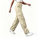 MaMiDay Baggy Cargo Pants for Women High Waisted Open Leg Pants Lightweight Hiking Streetwear Fashion Outfits with Pockets Beige