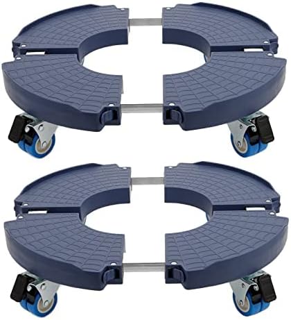 2 Pack Plant Roller with Wheels Heavy Duty 440 Pounds, Size-Adjustable Rolling Planter Base with Casters, Round Dolly Cart for Potted Plant, Trash Can and Tiered Planters