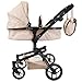 Produktbild Bandits & Angels Puppenwagen Beige Modern Angel 2in1 Sand ab 3 Jahren  Puppenbuggy  Für Mädchen  Verstellbarer Schieber 48-81 cm  Komplett zusammenklappbar  Mit Einkaufskorb