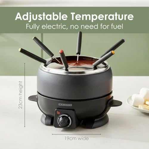 Melissa Electric Fondue Set for 6 People, 2.3L, Features Adjustable Temperature, Non-Stick Pot, Cool Touch Handles, Anti-Slip Feet, Overheating Protection, Black - Image 4