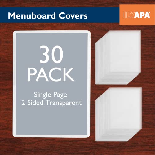 Image of Ilyapa Clear Menu Covers, 8.5x11 Inch - 30 Pack, Black, 2-View Single Page