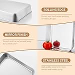 HaSteeL Lasagna Pan Ensemble de 3, Plaque de cuisson en acier inoxydable, Bâti en métal rectangulaire pour Cake Brownie Casserole Cookie, 31cm/26cm/23cm