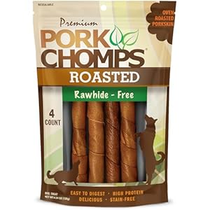 Pork Chomps Roasted Pork Skin Dog Chews, 6-inch Twists, 4 Count