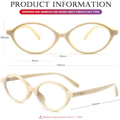 Image of AIEYEZO Small Oval Blue Light Glasses for Women Fashion Retro TR90 Oval Frames Computer Screen Glasses (Milk White)
