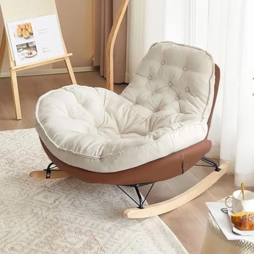 Mecedora moderna de pingüino de terciopelo de piel de ciervo de espalda alta mecedora interior y exterior para adultos mecedoras cómodas y relajadas para dormitorio y sala de estar color