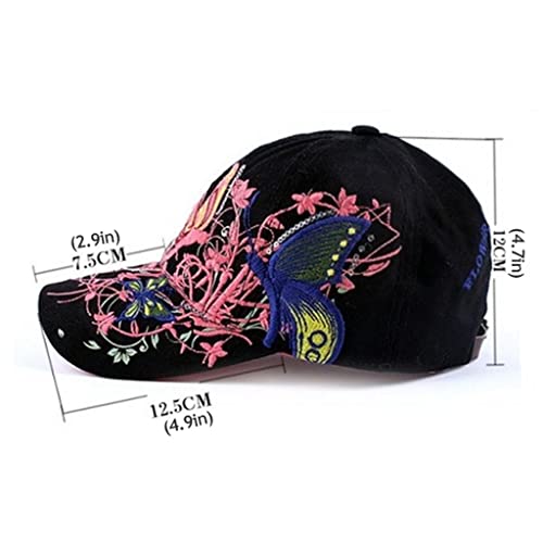 Casquette fleurie brodée avec bouton réglable protégeant du soleil - 4