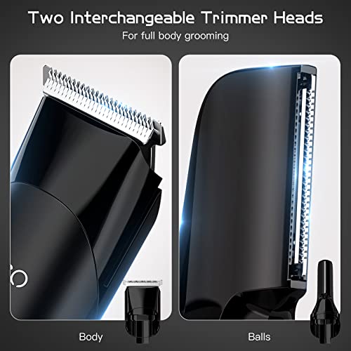 Yiriso Body Hair Trimmer For Men - Electric Ball Trimmer/Shaver, Waterproof Male Hygiene Razor With 2 Interchangeable Heads For Pubic Hair Grooming, And Groin Area Shaving, Men's Gift #TOP1
