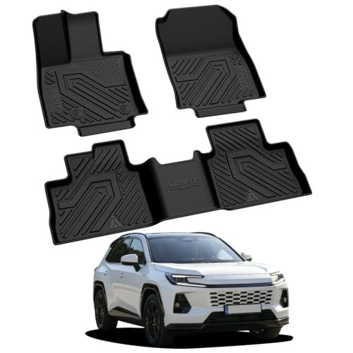 Image of LASFIT Floor Mats for Toyota RAV4 2026 PHEV Plug-in Hybrid TPE All Weather | Not Fit Hybrid Custom Fit Floor Liner 1st & 2nd Row Car Automotive Accessories Black