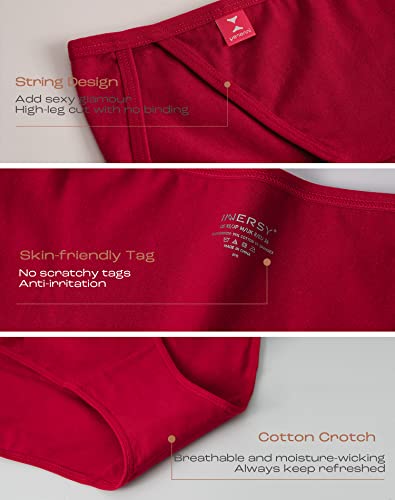 Innersy Women's High Cut String Bikini Panties Stretchy Sexy Cotton Underwear 6-Pack(Twilight Sands,Medium) #TOP4