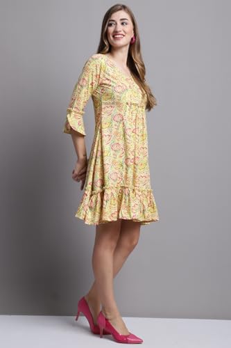 Image of Rajnandini Women's Pure Cambric Cotton Printed Mini Western Dress (Jopljpr307-P)