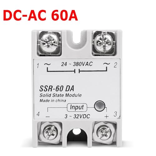 Relé de estado sólido SSR 60DA input 3-32V CC output 24-380V CA con cubierta industrial 2