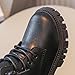 Fashion Lace up Ankle Boots for Girls:Solid Color Lightweight Slip On Hiking Shoes School Outdoor Party Dress Footwear Winter（Size11,Black