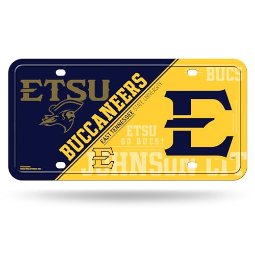 Rico Industries NCAA Metal License Plate Tag, East Tennessee State Buccaneers, 6 x 11.5-inches