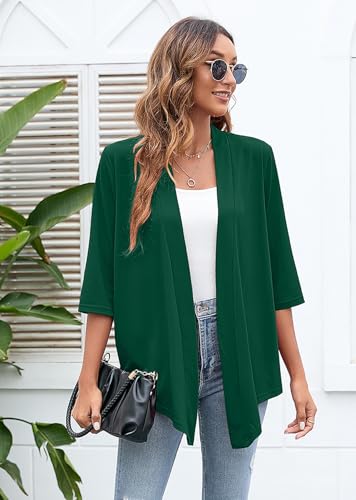Image of Heymoments Women's Lightweight Open Front Cardigans 3 /4 Sleeve Casual Soft Drape Fall Cardigan S-2XL