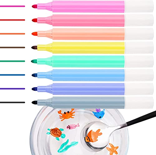 Toyshine Magic Doodle Making Water Erasable Markers Floating Ink Pen Set, Magical Water Painting Pens Whiteboard Marker for Kids, Children Art (Multicolor, 8 Count (Pack of 1))