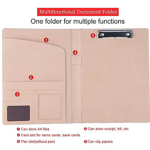 Professional Business Padfolio A4 Multifunctional PU Leather File Folders with Pockets Clipboard Folder for A4 Writing Pad with Card Slot for Business Meetings Interviews Classroom (Black) by Walfront - Used condition - Image 3