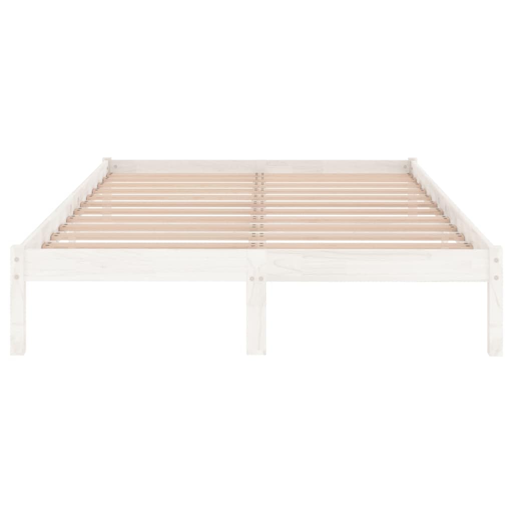 vidaXL Bois de Pin Massif Cadre de Lit Sommier à Lattes Lit Double Lit Adulte Cadre à Lattes sur Pied Chambre à Coucher Intérieur Blanc 200x200 cm